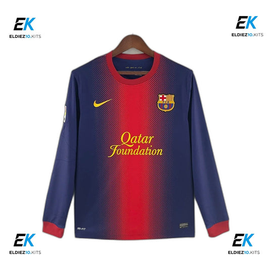 12-13 Barcelona Home Long Sleeve Retro