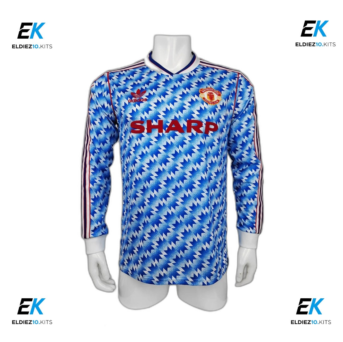 90-92 Manchester United Blue Long Sleeve Retro