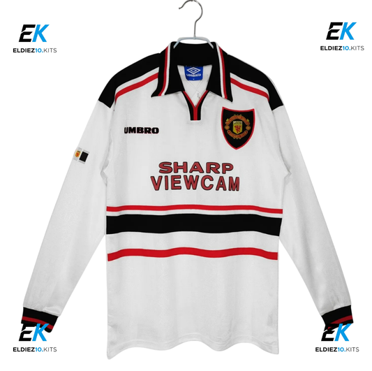 97-98 Manchester United White Long Sleeve Retro